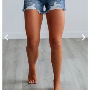 Distressed Blue Denim Shorts